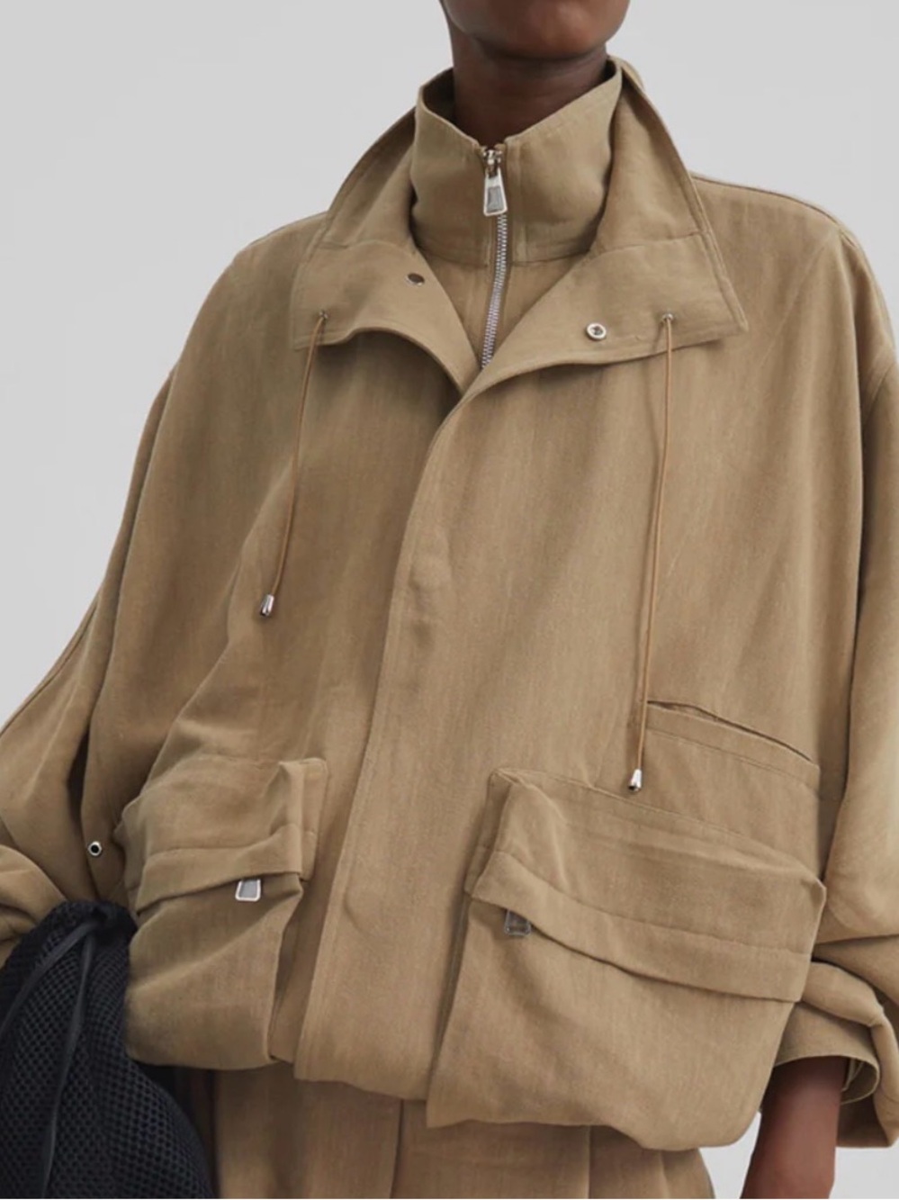 The Frankie Shop Beige Utility Jacket with High Collar - Picture 3 of 8